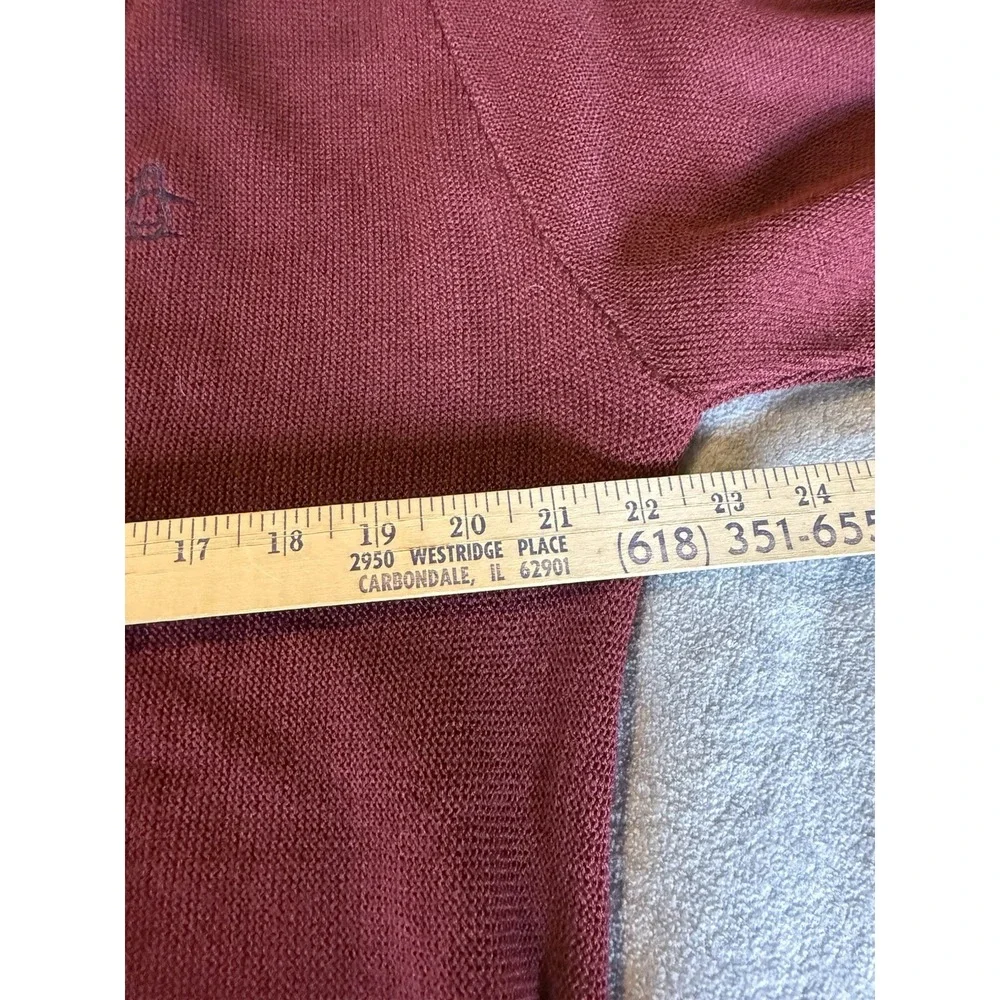 NWT VTG Penguin Grand Slam Golf Cardigan Men's Medium Burgundy Grandpa Deadstock